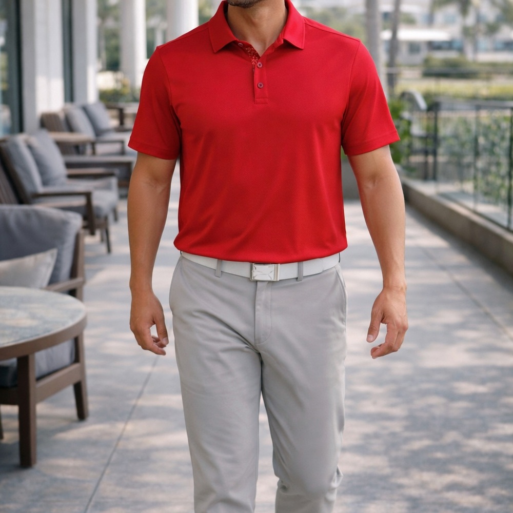 Tommy Bahama IslandZone Red Short Sleeve Polo Shirt Mens Large Performance